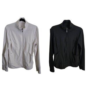 Danskin Now Lot Of 2 Black White Full Zip Mock Neck Track Jacket Size L